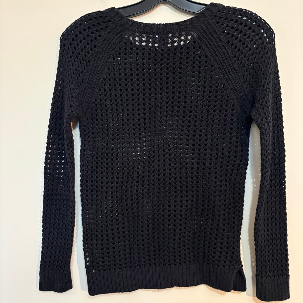a.n.a. Womens M Sweater Black Open Knit Crochet